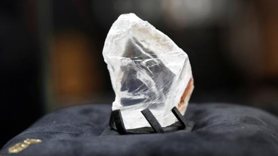 FILE PHOTO -- Jewellery company de Grisogono displays the Constellation rough diamond, measuring over six centimetres wide during a news conference in Paris, France, September 9, 2016. De Grisogono purchased for USD63 million The Constellation weighs 813-carats that was discovered by Canadian company, Lucara Diamond, at its Karowe mine in Botswana in November 2015 and presented by the company as the world's most expensive rough diamond. REUTERS/Charles Platiau/File Photo